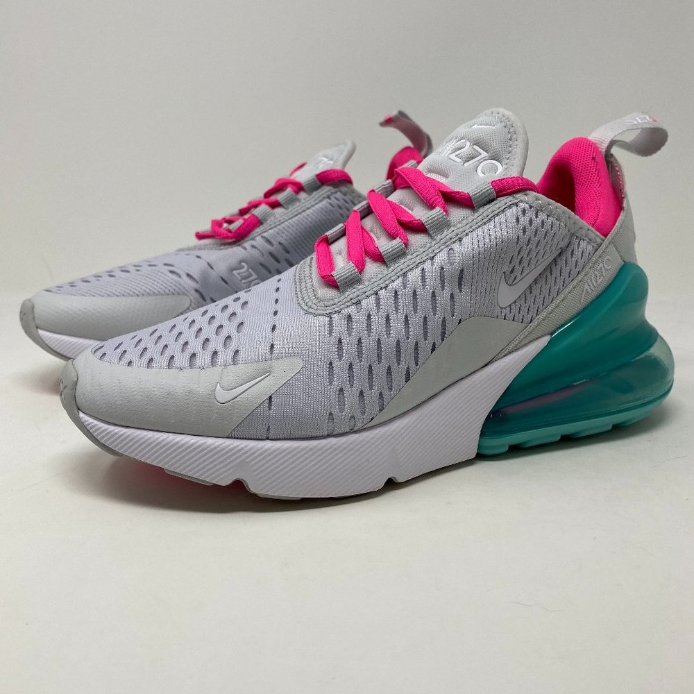 Nike Womens Air Max 270 AH6789-065 White Lace Up Low Top Running Sneakers Size 5